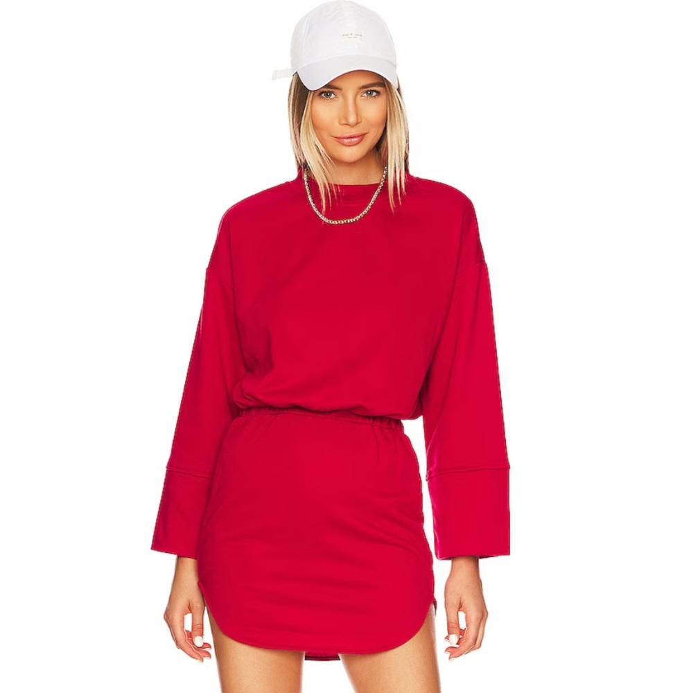 ALL THE WAYS Women's Lana Sweatshirt Dress in Merlot Red, Size S, Retail $88